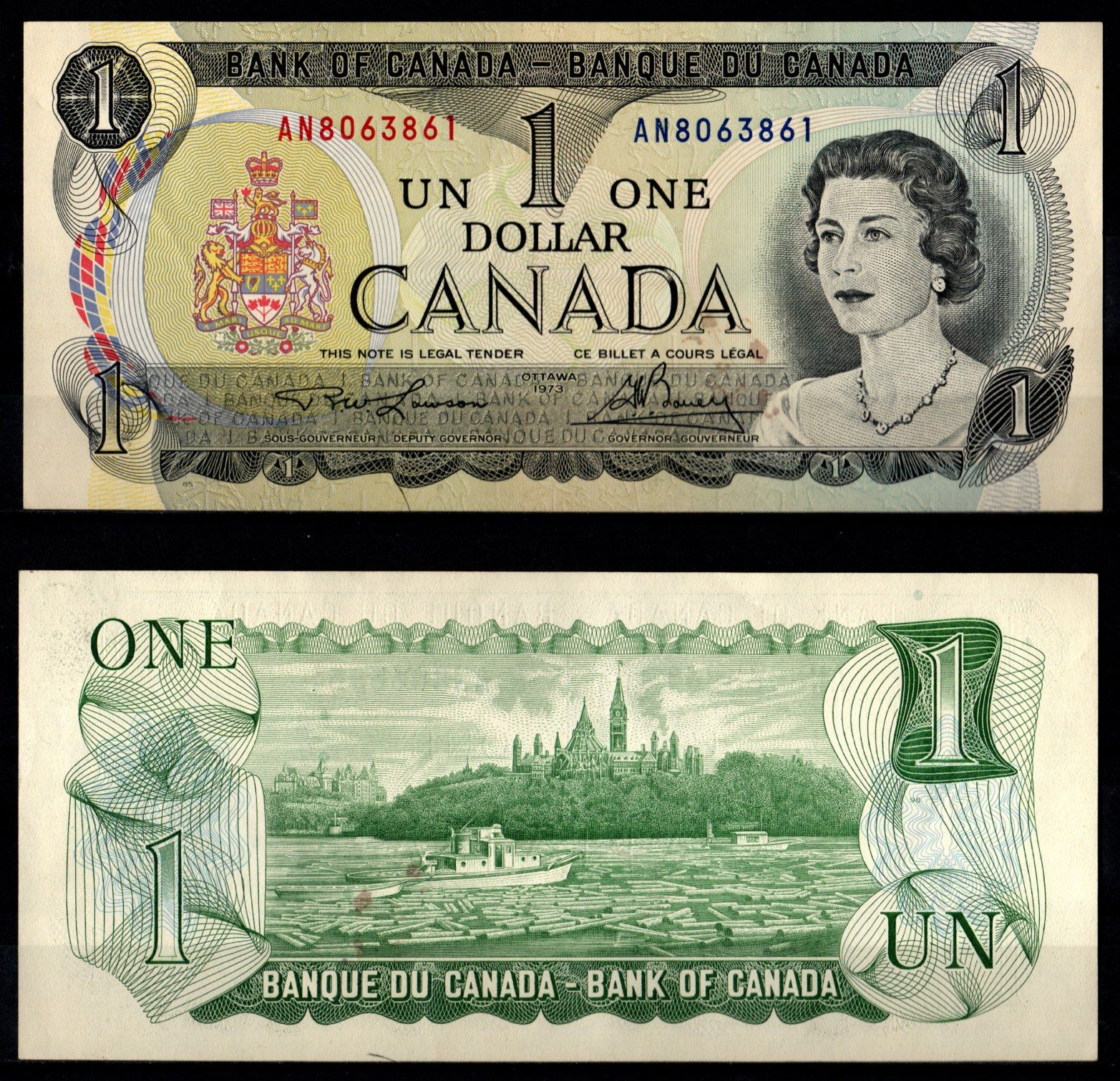 Канада 1 доллар 1973 Pick 85 a (1) бумага aUNC 8605-32-3-1