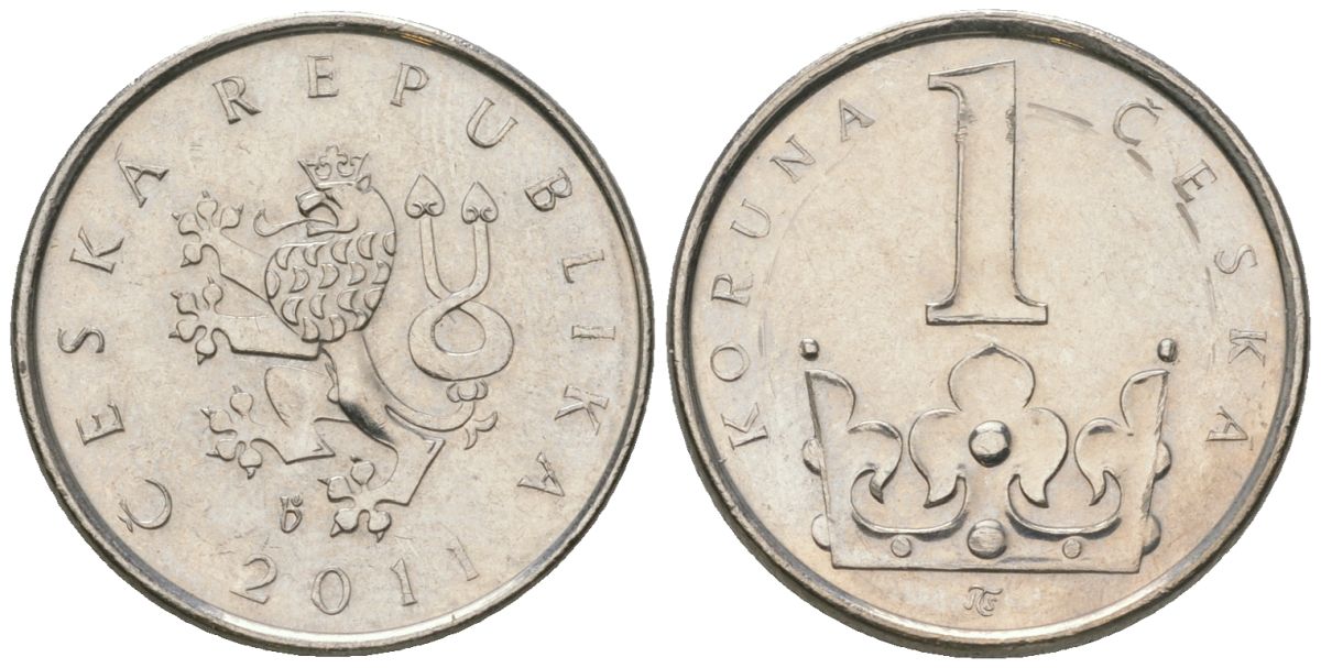 Чехия 1 крона 2011 b’ KM 7 сталь плакированная никелем aUNC 4516-432