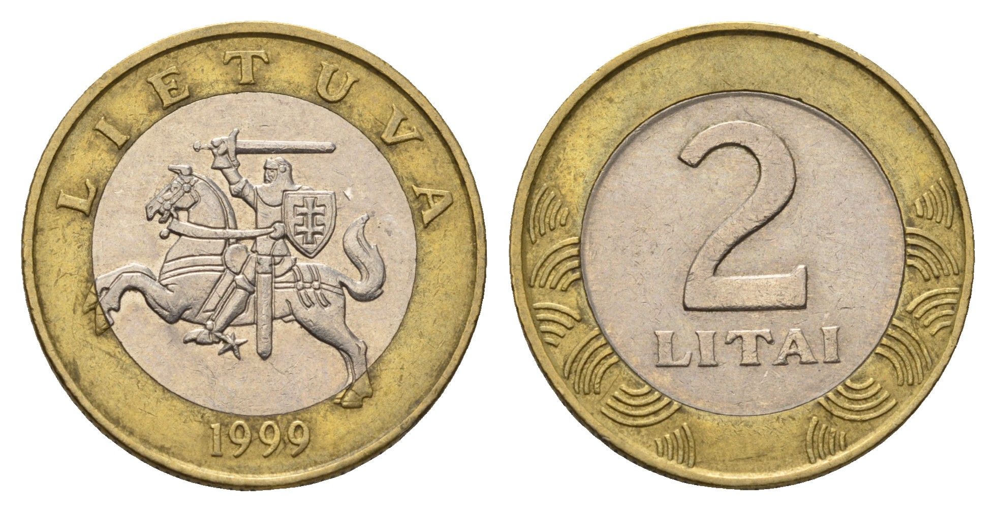 Литва 2 лита 1999 KM 112 биметалл 4695-515