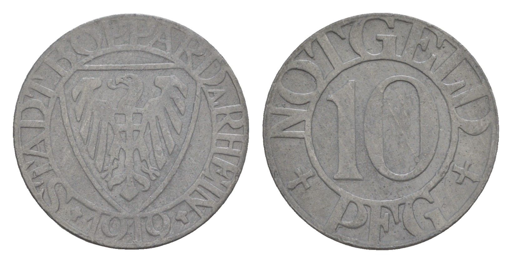 Боппард 10 пфеннигов 1919 Funck 53.2, Men05 3243.3, Men18 4165.3 цинк 4636-832