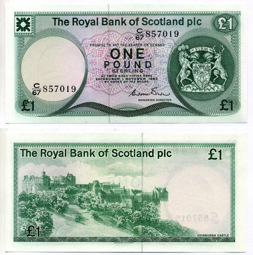 Шотландия 1 фунт 1983 1 октября 1983, signature: Winter Pick 341Аа бумага UNC (пресс) 451-461-2