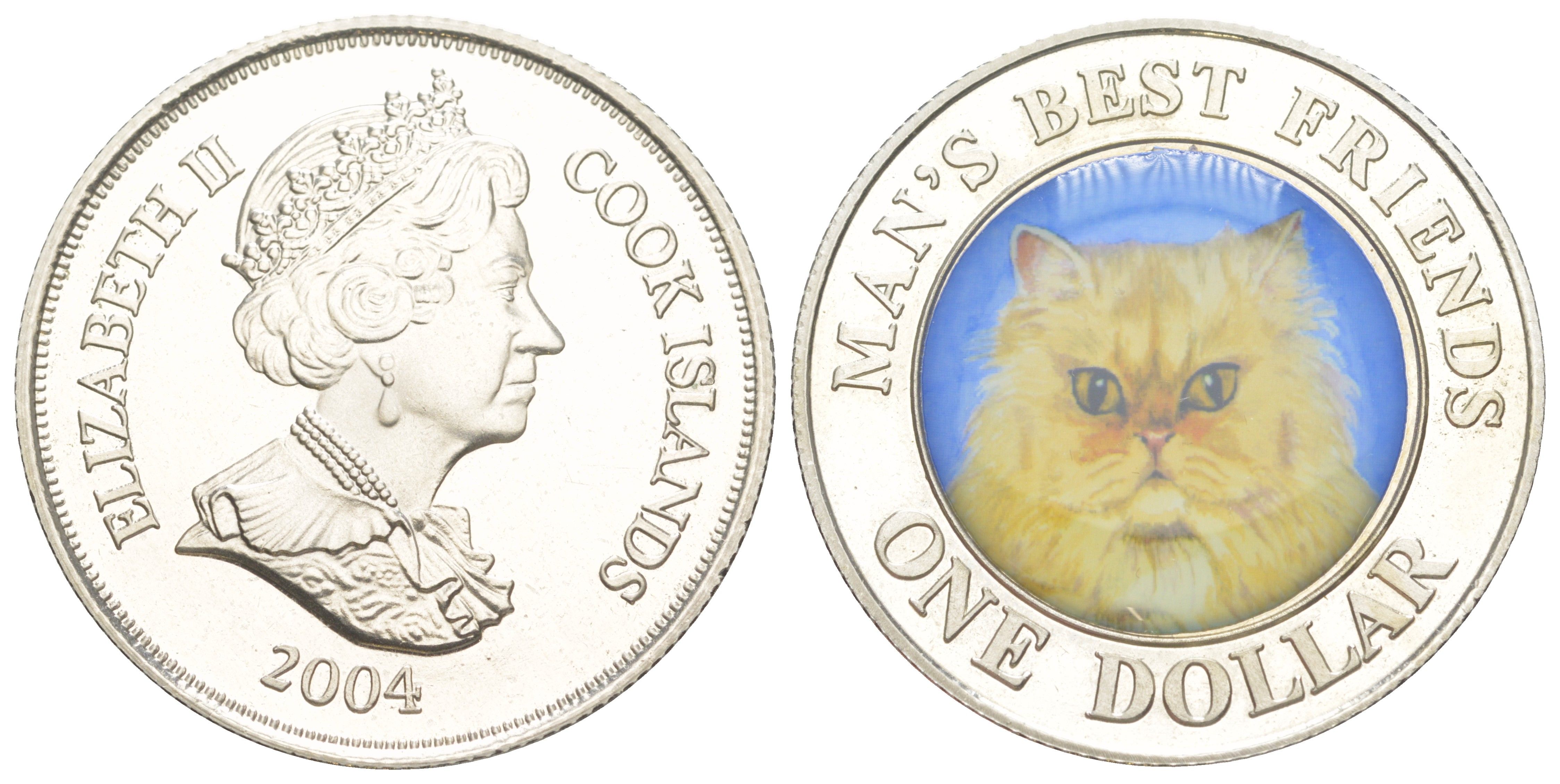 Острова Кука 1 доллар 2004 Лучшие друзья человека - Кот (кошка) медно-никель PROOF 01-239-51