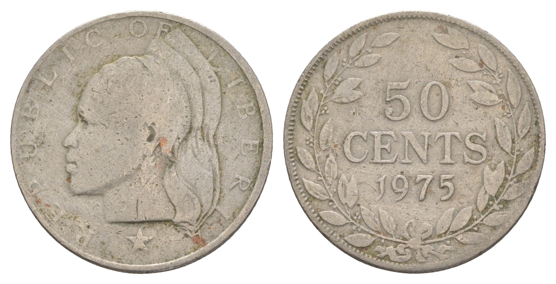 Либерия 50 центов 1975 KM 17a.2 медно-никель 4641-1255