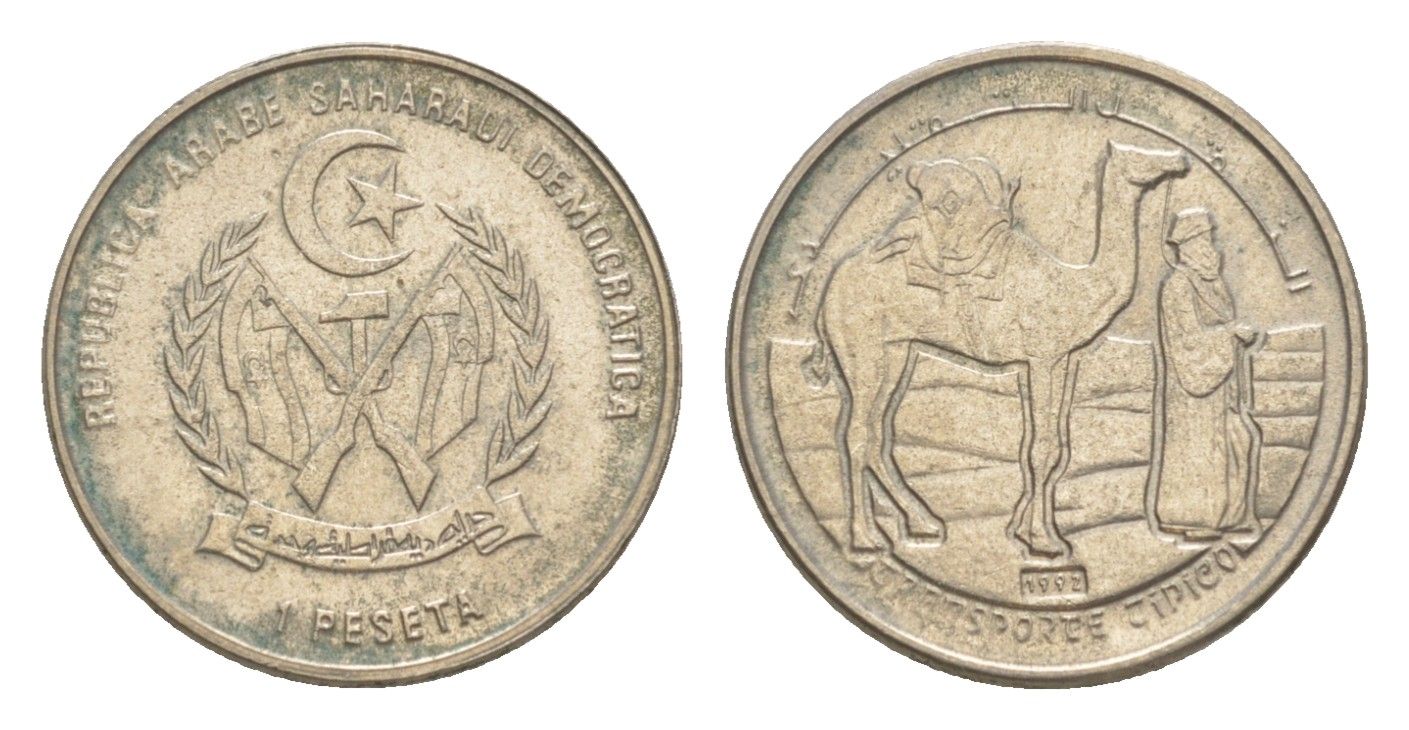 Западная Сахара 1 песета 1992 KM 14 медно-никель UNC 4644-252