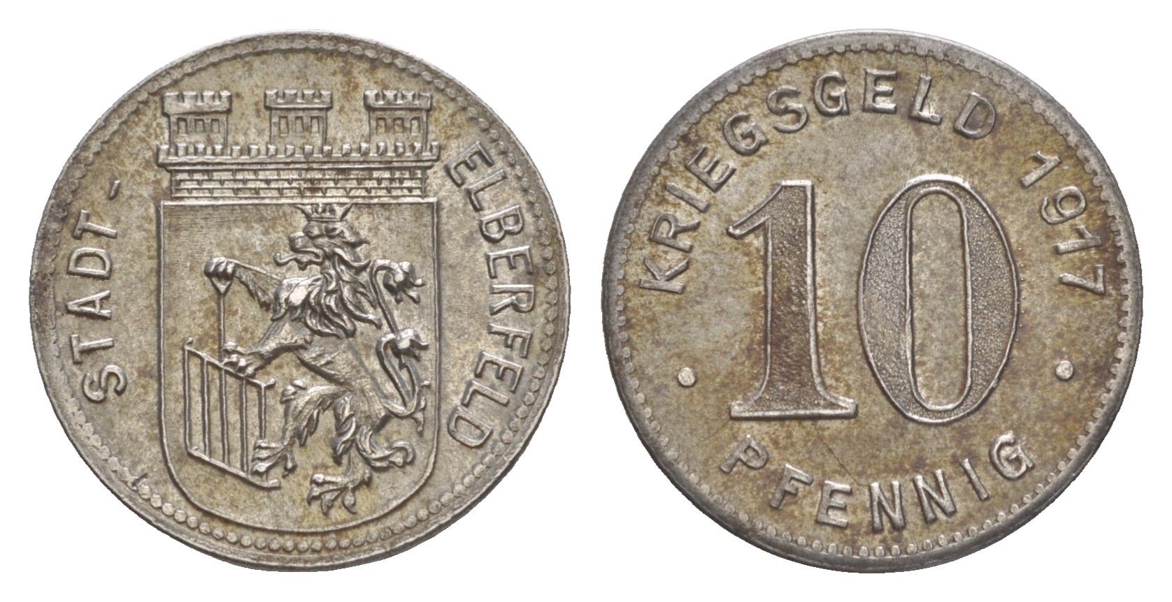 Эльберфельд 10 пфеннигов 1917 Funck 111.5, Men05 6413.6, Men18 8040.6 железо 4636-1165