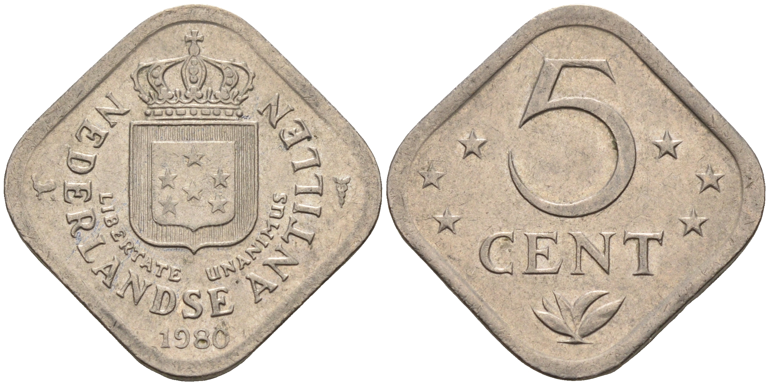 Нидерландские Антилы 5 центов 1980 Юлиана (1948-1980) KM 13 медно-никель 4595-444