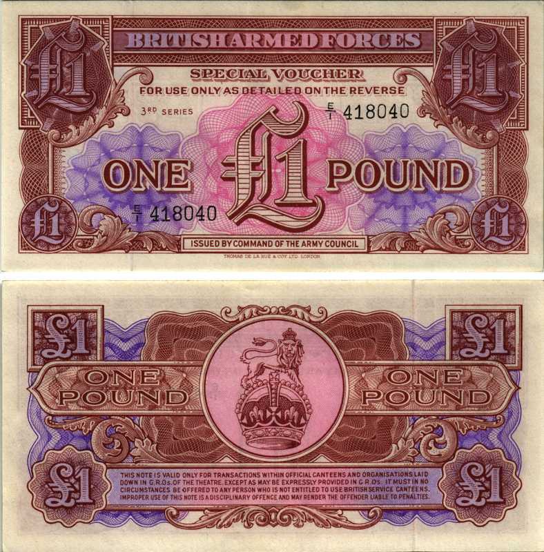 Великобритания, Британские вооруженные силы 1 фунт 1956 серия 3 Pick M29 бумага аUNC 8605-26-1-2