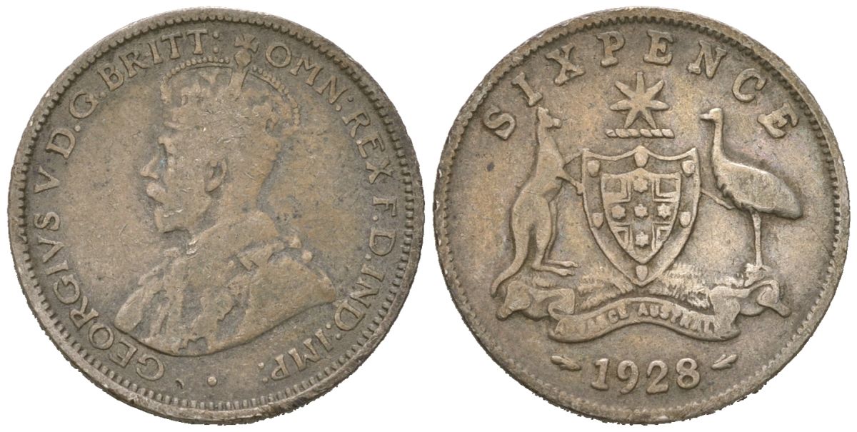 Австралия 6 пенсов 1928 Георг V (1910-1936) KM 25 серебро 4609-1154