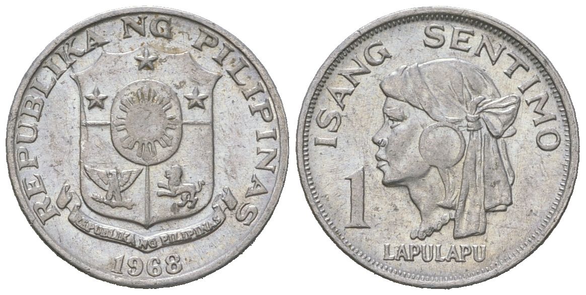 Филиппины 1 сентимо 1968 вождь острова Мактан Лапу-Лапу KM 196 алюминий UNC 4618-752