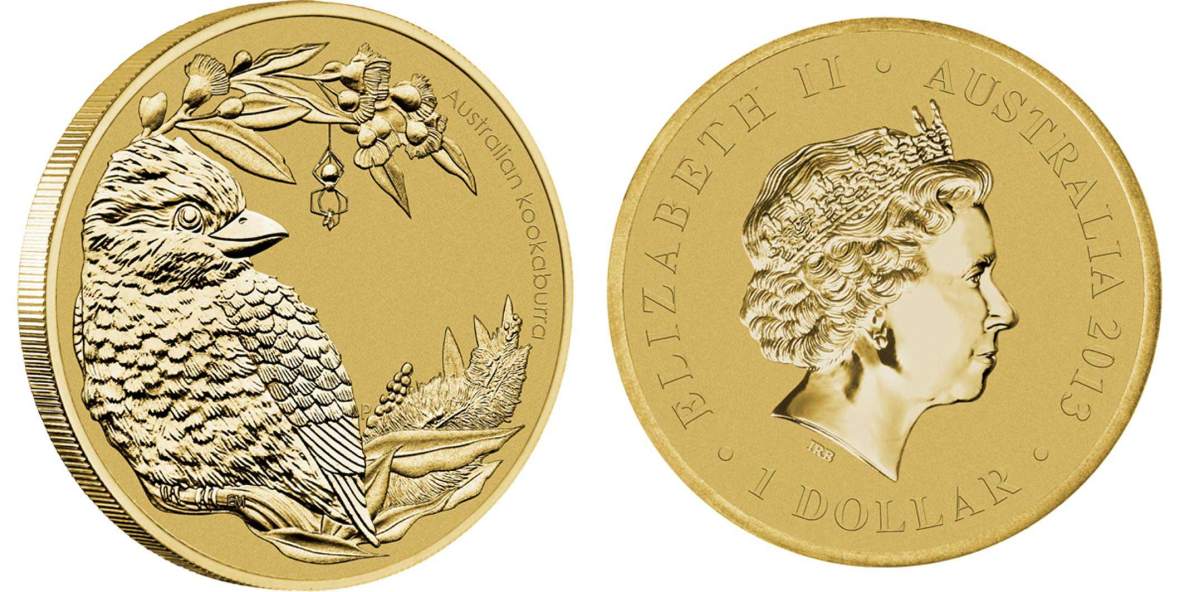 Австралия 1 доллар 2013 серия детёныши диких животных, австралийская кукабара KM 2076 алюминиевая бронза UNC M40-11