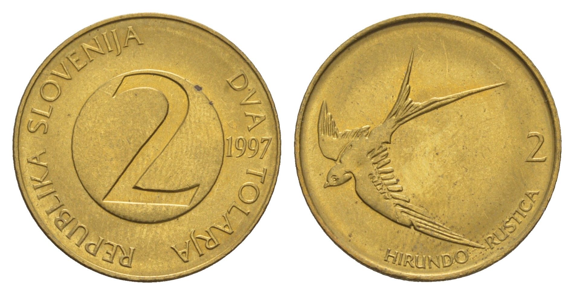 Словения 2 толара 1997  KM 5 латунь  UNC  4660-131