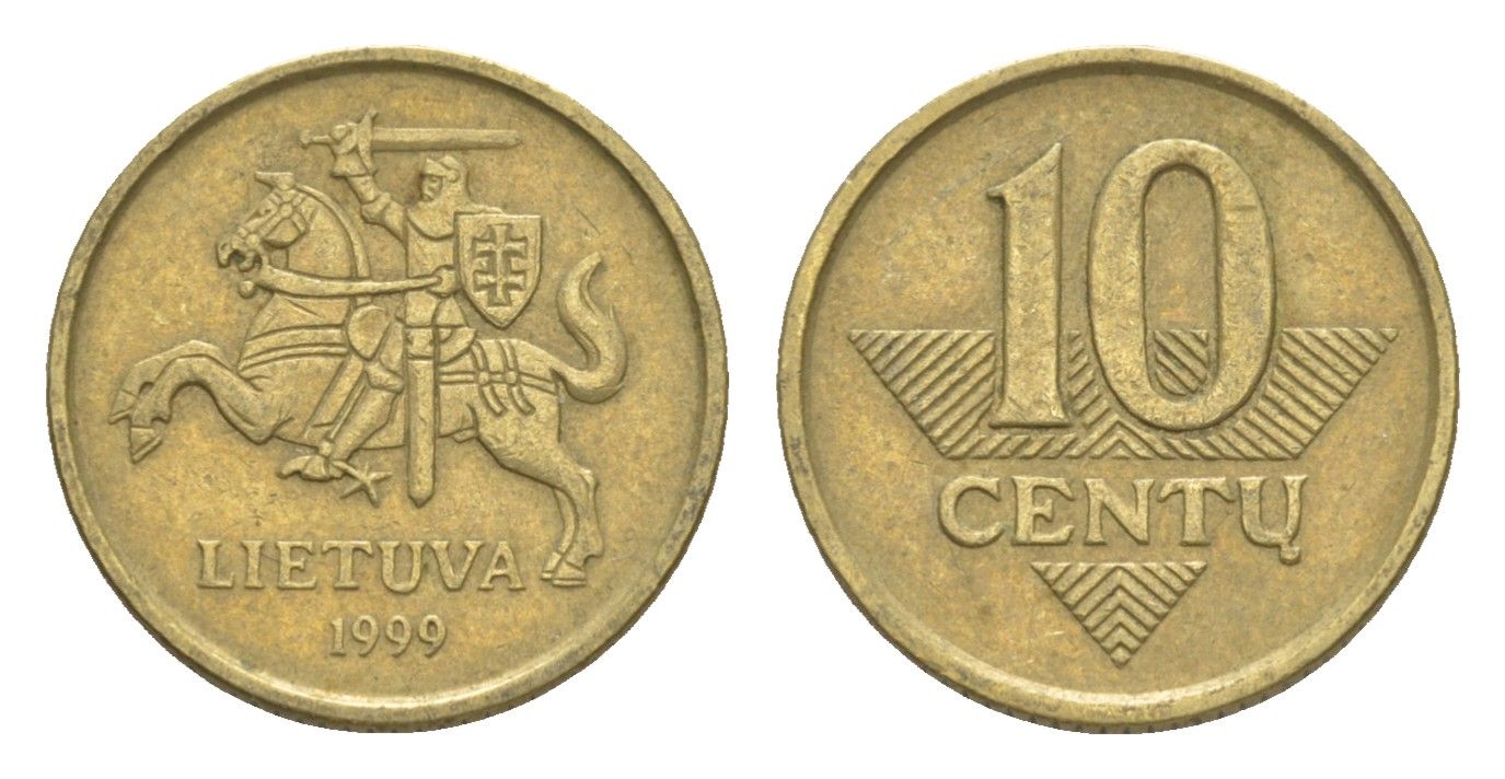 Литва 10 центов 1999 KM 106 никель латунь 4115-747