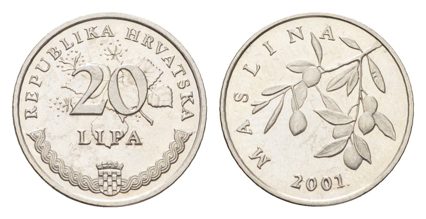 Хорватия 20 лип 2001 нечетный год KM 7 сталь плакированная никелем UNC 4659-722