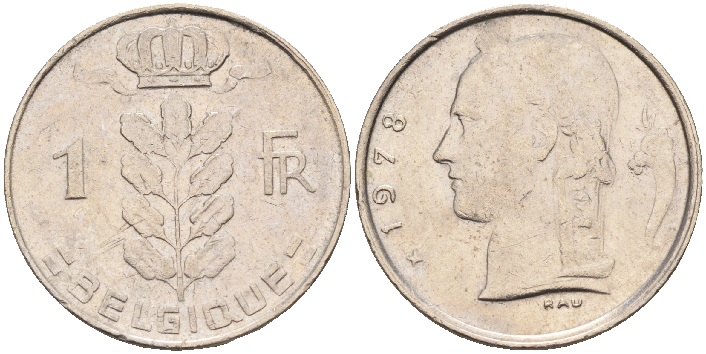 БЕЛЬГИЯ 1 ФРАНК 1978 BELGIQUE KM 143.1 медно-никель 4589-756