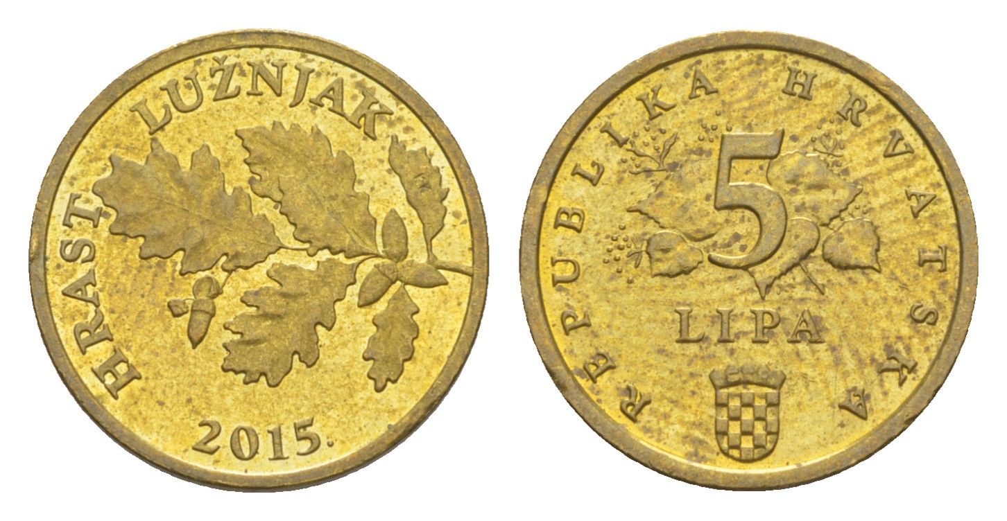 Хорватия 5 лип 2015 KM 5 сталь плакированная латунью 4613-159