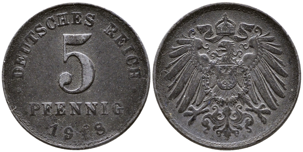 ГЕРМАНИЯ 5 ПФЕННИГОВ 1918 J KM 19, J. 297 железо 4387-757