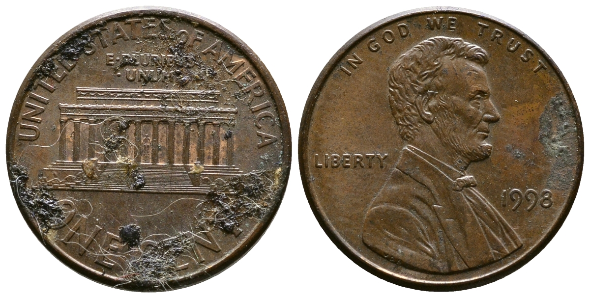 США 1 ЦЕНТ 1998 ЛИНКОЛЬН KM 201b сталь плакированная медью 26-845