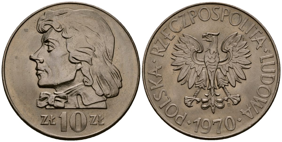 Польша 10 злотых 1970 MW, Тадеуш Костюшко (1746-1817) KM 50а медно-никель 4168-742