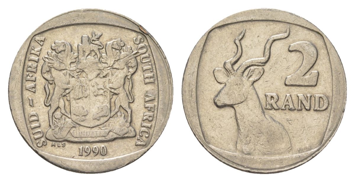 ЮАР 2 ранда 1990 KM 139 медь плакированная никелем 4626-1036