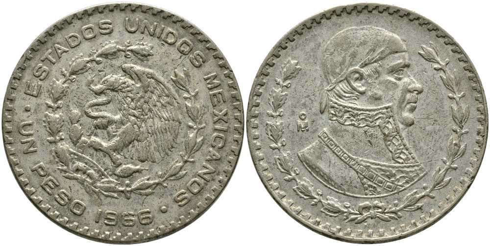 Мексика 1 песо 1966 Хосе Мария Морелос KM 459 серебро    118-534