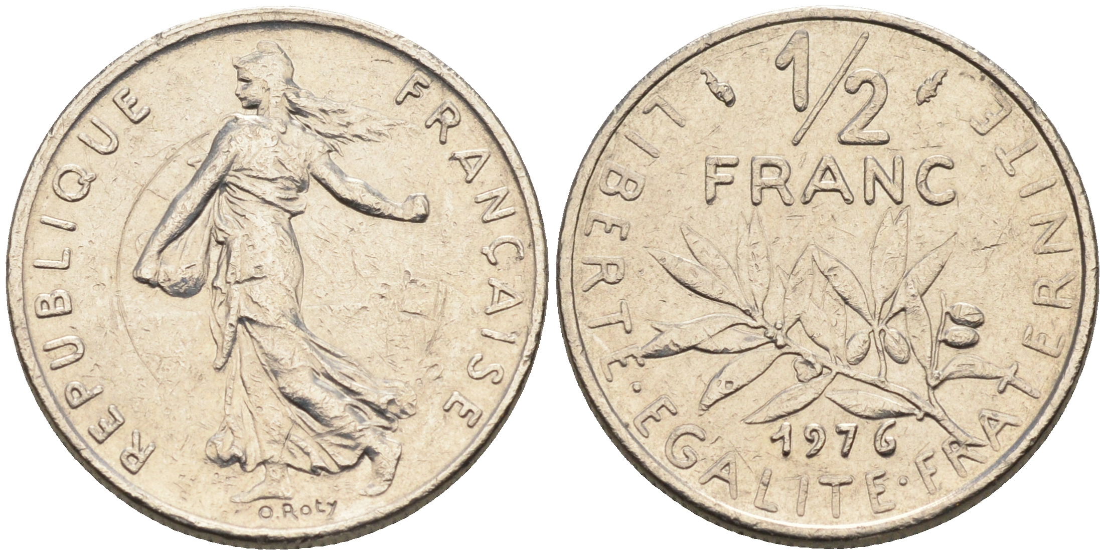 Франция 1/2 франка 1976 сеятель KM 931.1 никель    4169-155