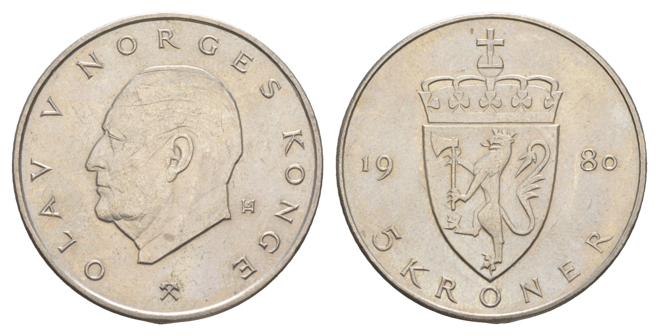 Норвегия 5 крон 1980 Улаф V (1957-1991) KM 420 медно-никель BU 4156-244