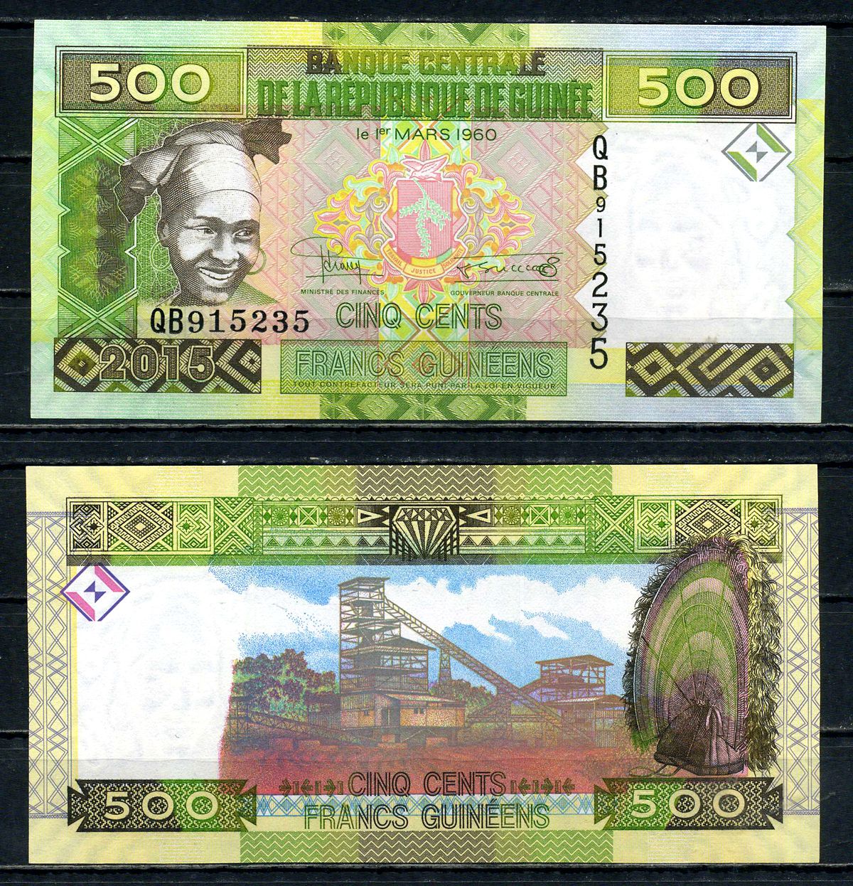 Гвинея 500 франков 2015 Pick 47 a бумага UNC (пресс) 2192-18-2-2