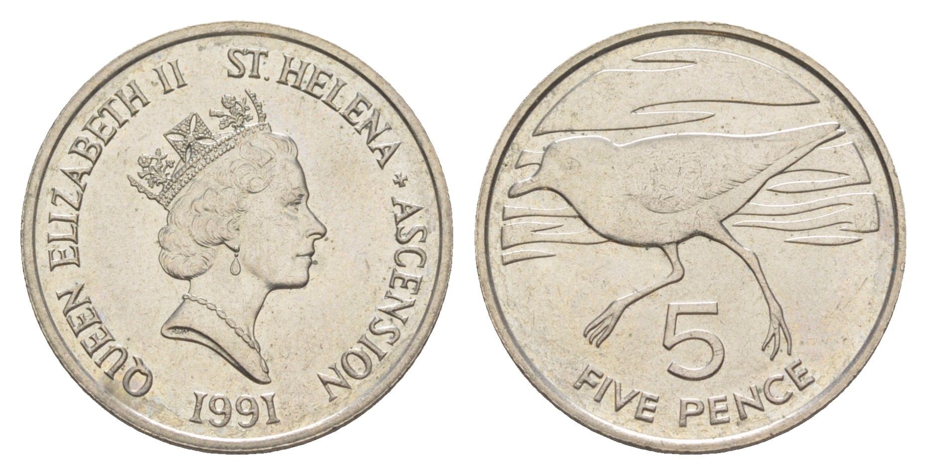 Острова Святой Елены и Вознесения 5 пенсов 1991 KM 14 медно-никель UNC 4544-653