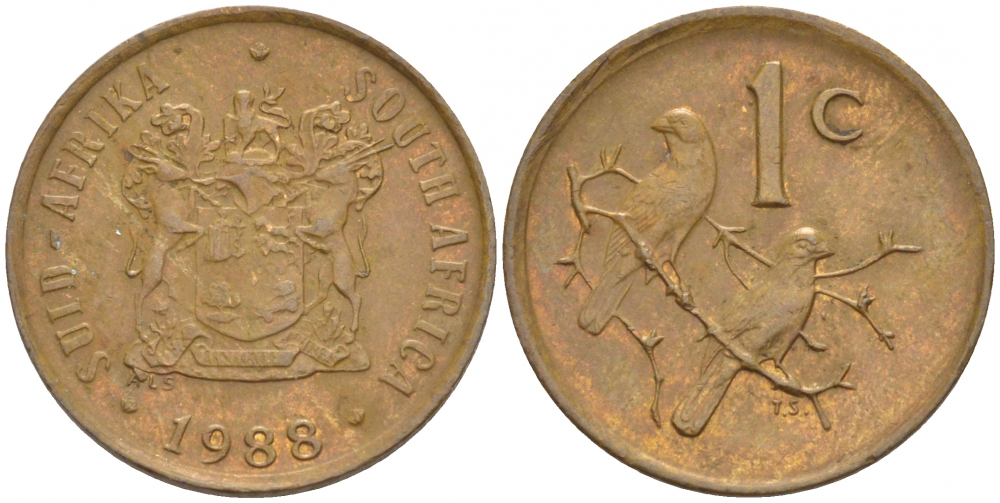 ЮАР 1 ЦЕНТ 1988 KM 82 бронза 4547-267