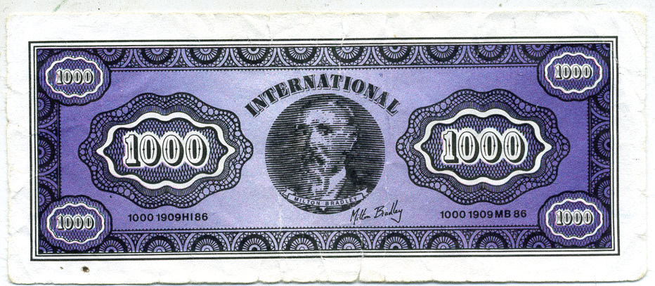 США, КОМПАНИЯ ПО ПРОДАЖЕ НАСТОЛЬНЫХ ИГР 1000 КУПОНОВ 1986 MILTON BRADLEY INTERNATIONAL бумага 7547-99-4