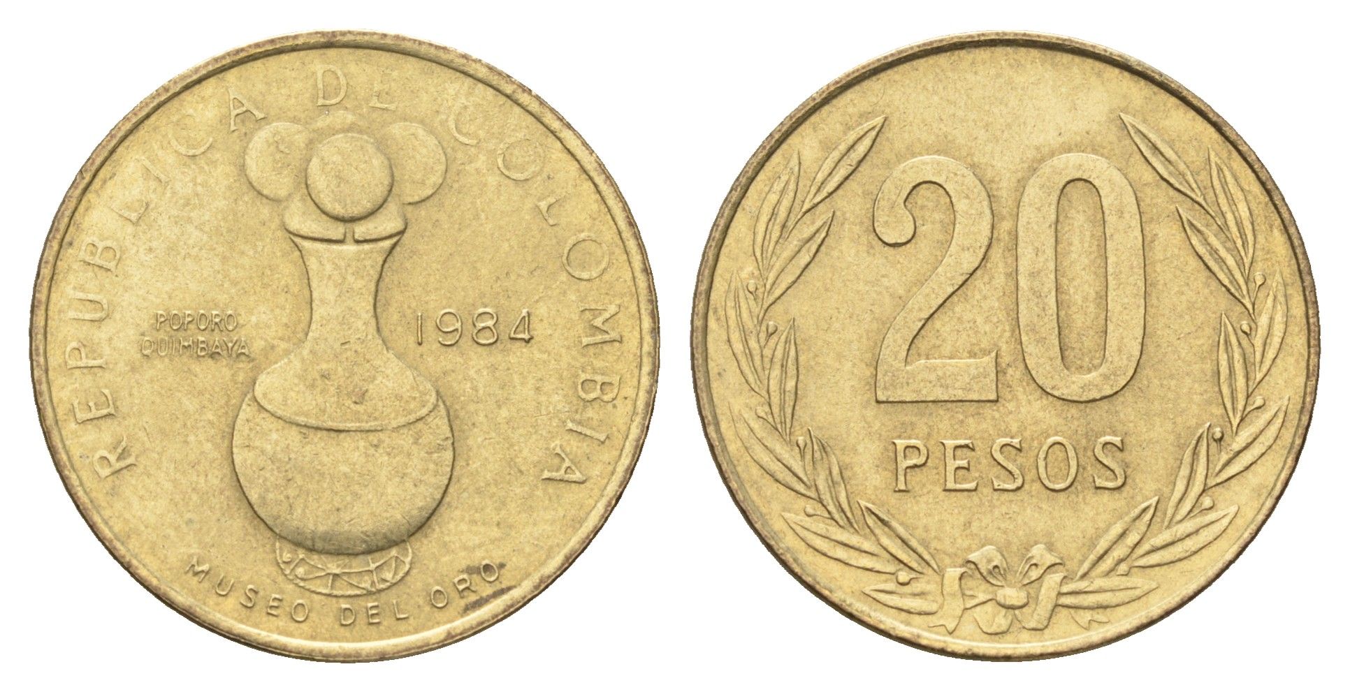 Колумбия 20 песо 1984 KM 271 алюминиевая бронза 4662-626