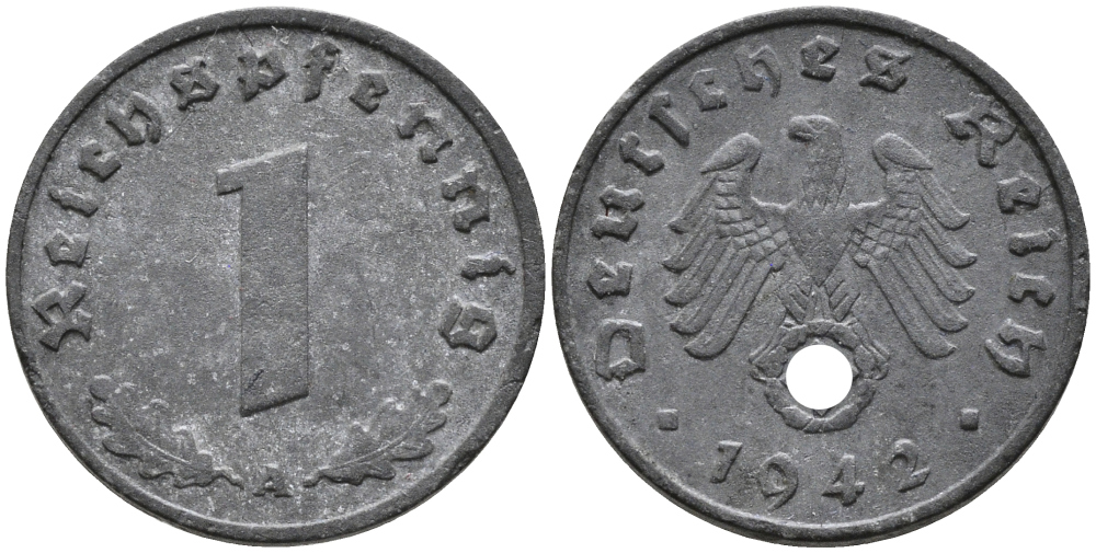 ГЕРМАНИЯ 1 РЕЙХСПФЕННИГ 1942 A KM 97, J.369 цинк 96-714