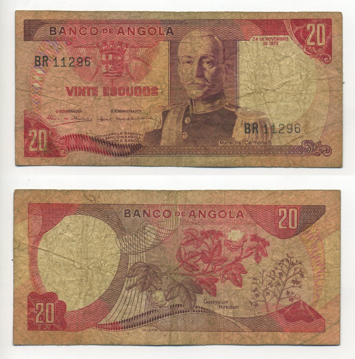 Ангола 20 эскудо 1972 Pick 99 бумага 6294-4-4-1