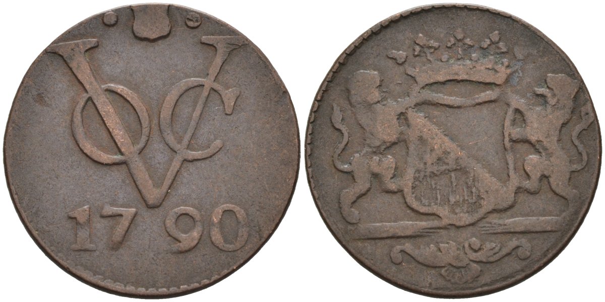 Нидерландская Восточная Индия, Утрехт (Утрехт) 1 дуит 1790 KM 111.1 медь 4577-317