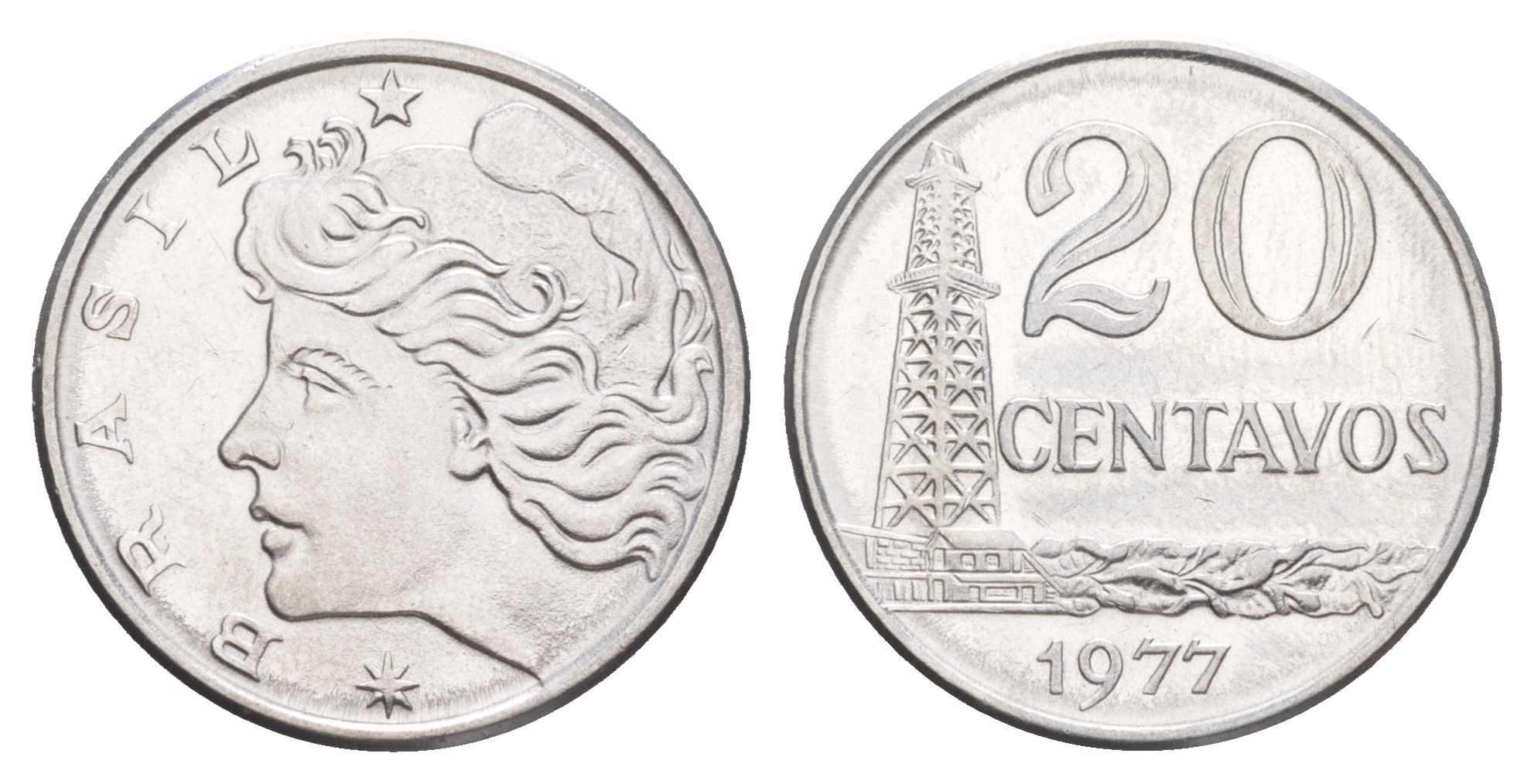 Бразилия 20 сентаво 1977 KM 579.1a нержавеющая сталь UNC 4642-1054