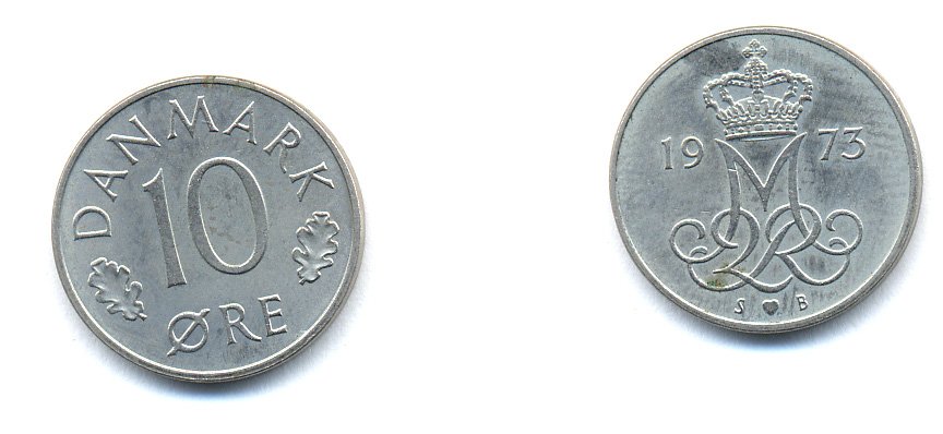 ДАНИЯ 10 ЭРЕ 1973 S; B, МАРГРЕТЕ II (1972-) KM 860.1 медно-никель 51-4416