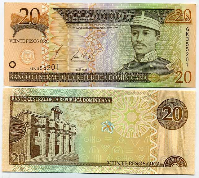 Доминиканская Республика 20 песо 2002 Грегорио Луперон, Президент (1879-1880), патеон Pick 169b бумага UNC (пресс) 447-39-2