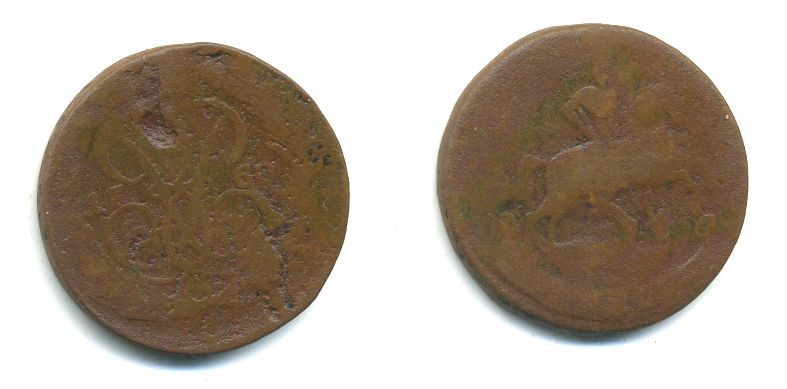 РОССИЯ 1 КОПЕЙКА 1760 медь 61-911