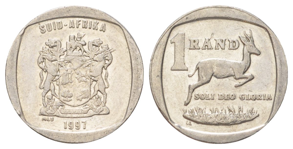 ЮАР 1 ранд 1997 KM 164 медь плакированная никелем 4627-337