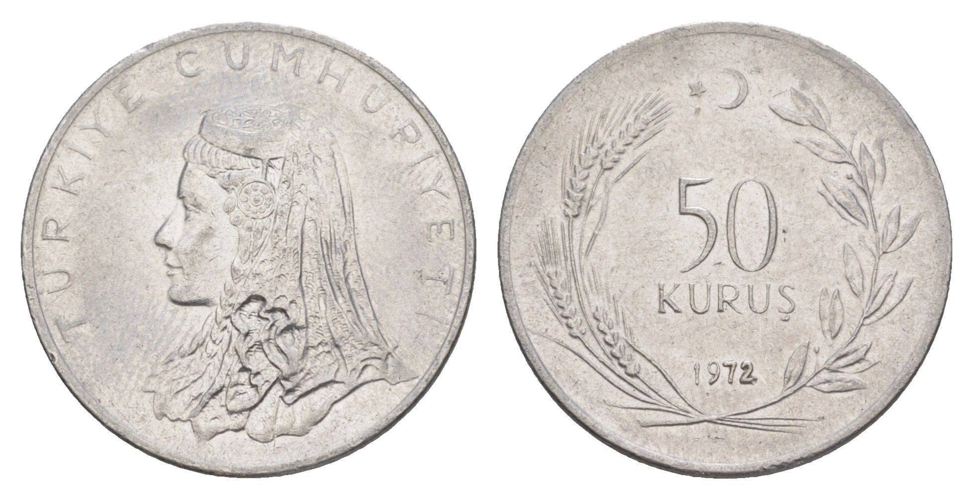 Турция 50 курушей 1972 Анатолийская невеста KM 899 нержавеющая сталь 4648-724