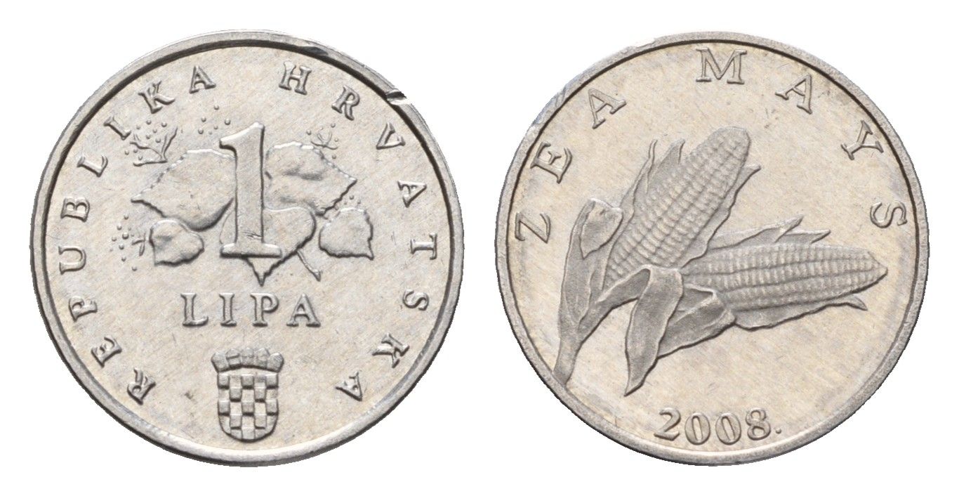 Хорватия 1 липа 2008 четный год, редкий год KM 12 алюминий 4679-465