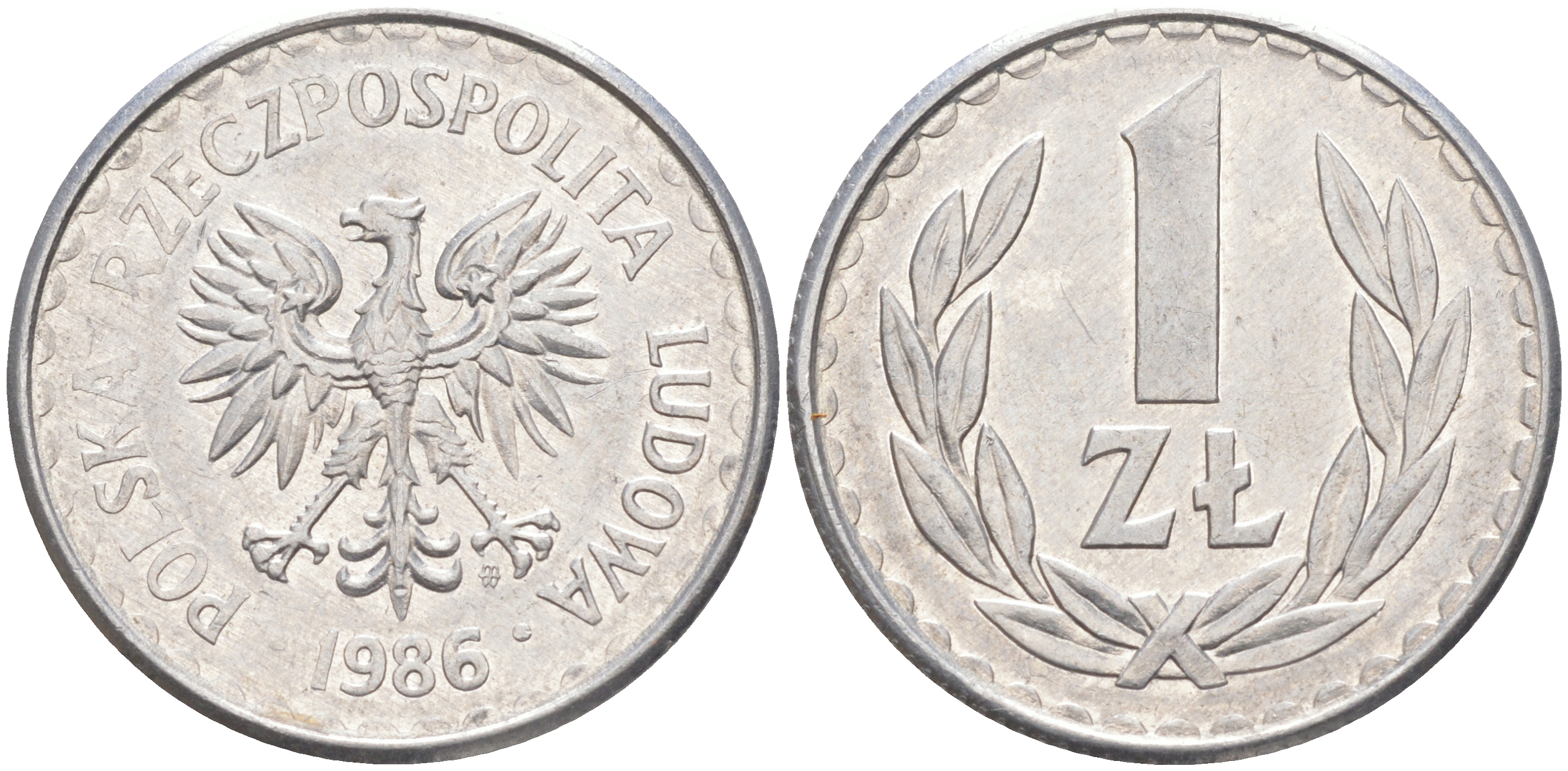 ПОЛЬША 1 ЗЛОТЫЙ 1986 MW KM 49.2 алюминий 106-542