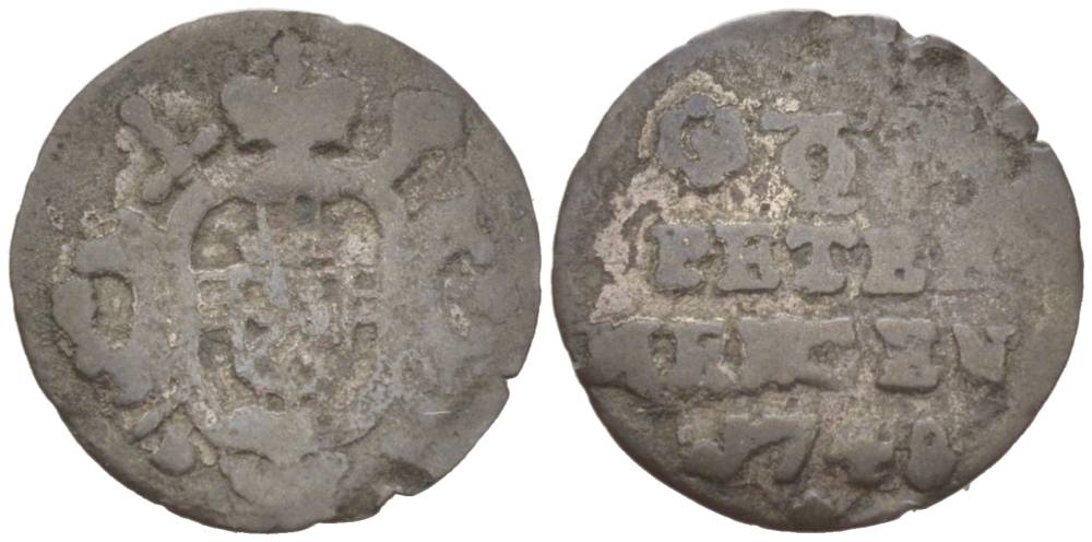 ТРИР, ГЕРМАНИЯ 1/2 ПЕТЕРМЕНГЕРА 1748 DF, FRANZ GEORG von SCHONBORN (1729-1756) KM 256, vgl. v. Schr?tter 1000 серебро 51-2747