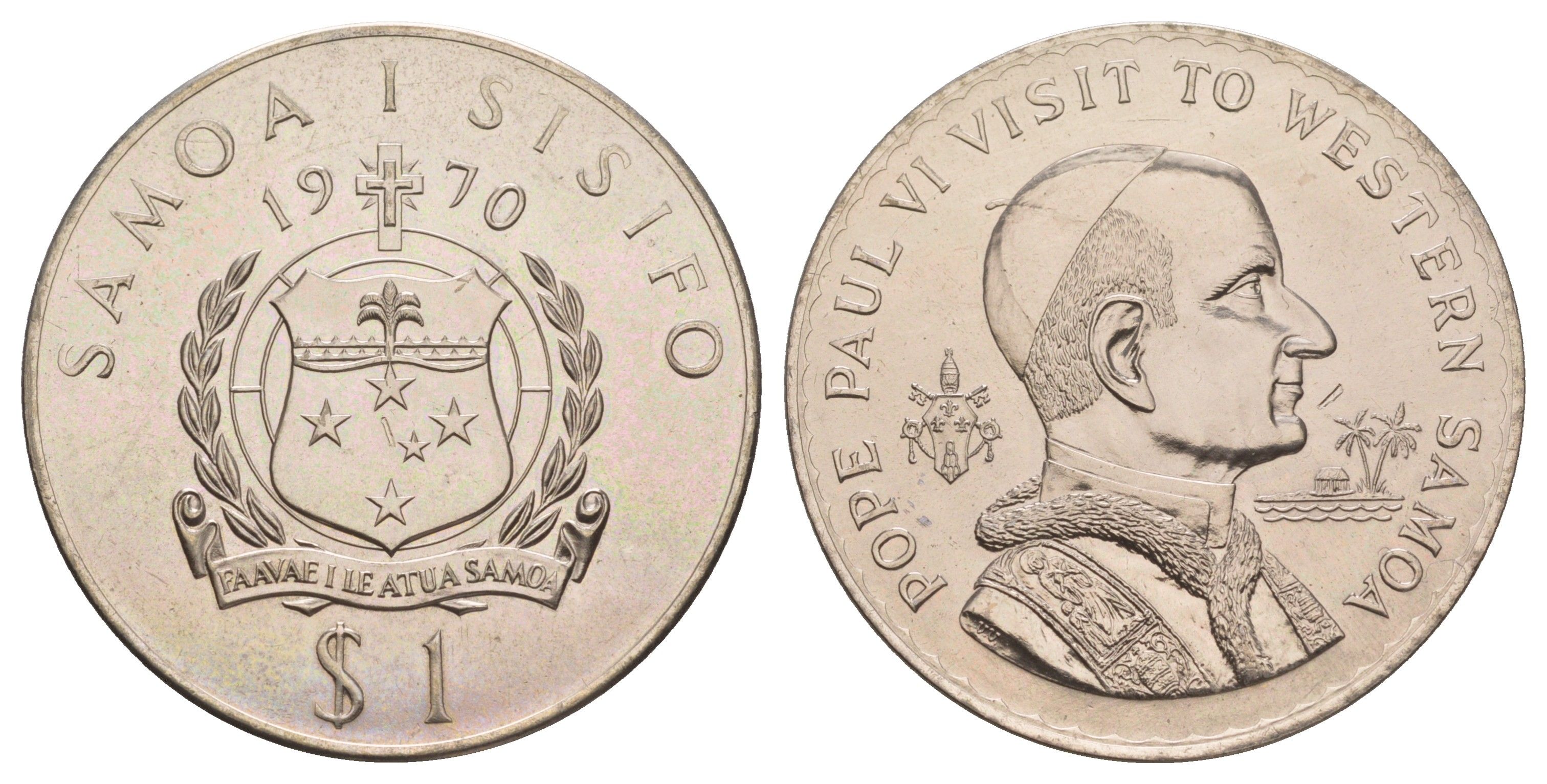 Самоа 1 тала 1970 Визит Папы Павла VI KM 10 медно-никель BU 4125-512