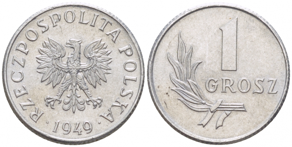 ПОЛЬША 1 ГРОШ 1949 KM 39 алюминий UNC 214-751