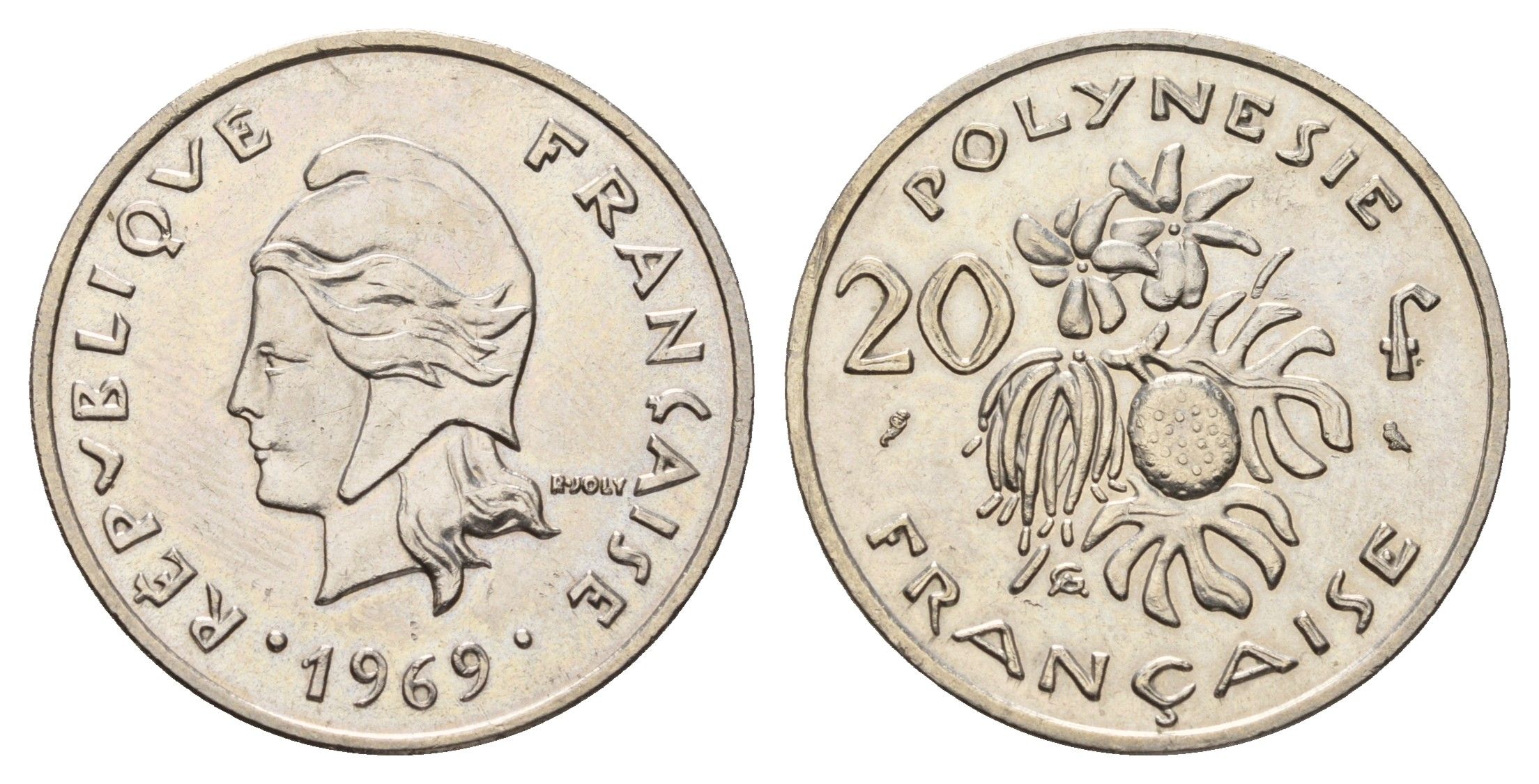 Французская Полинезия 20 франков 1969 KM 6 никель UNC 177-621