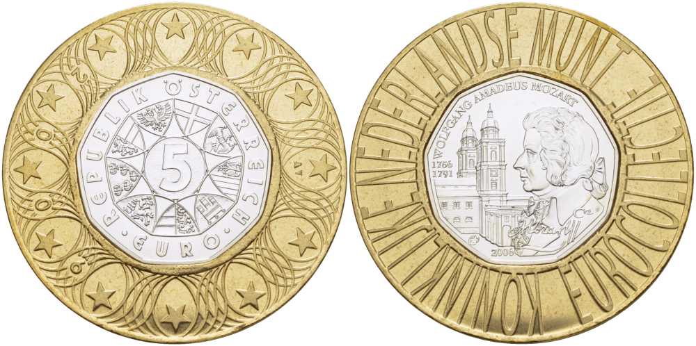Австрия 5 евро 2006 250 лет со дня рождения Вольфганга Амадея Моцарта, Зальцбургский кафедральный собор KM 3131 серебро UNC 06-242-24