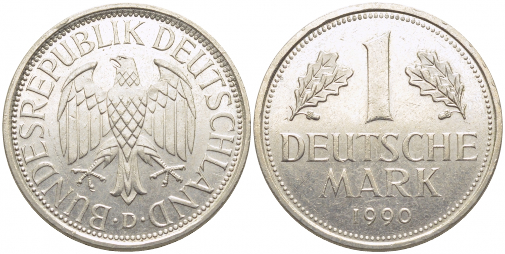 ФРГ 1 МАРКА 1989 J J.385, KM 110 медно-никель 3856-226