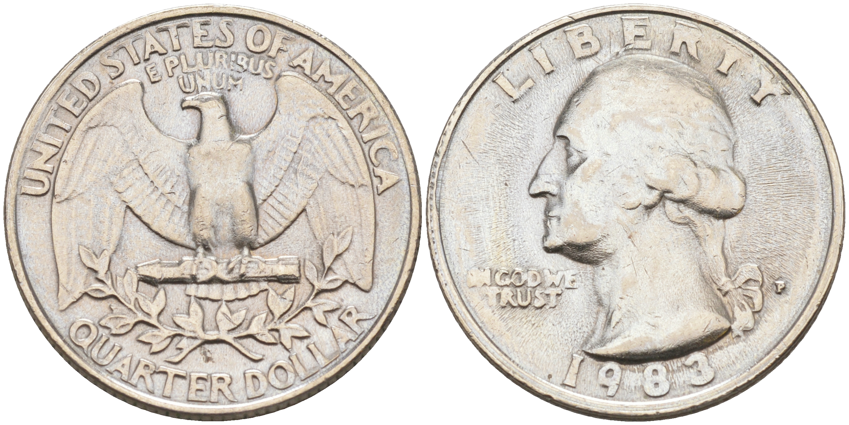 США 25 ЦЕНТОВ = КВОТЕР 1983 P, ВАШИНГТОН KM А164a медь плакированная медно-никелем 190-337