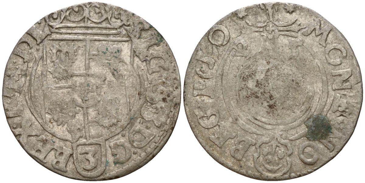 Польша 3 полкера (3 полторака - 1 крейцер) 1625 Сигизмунд III Ваза (1587-1632) Gorecki B.25, KM 41 серебро 4160-165